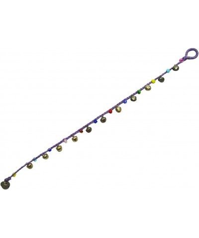 Handmade Varicolored Glass Bead Bells Purple Cord Anklet Bracelet 10 Inches (AkSP08) $8.11 Anklets