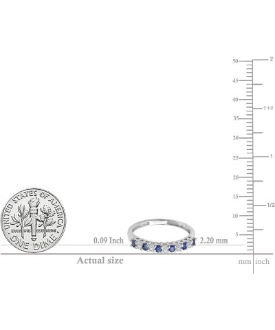 Alternate Round Blue Sapphire & White Diamond Stackable Wedding Band in 10K Gold 4.5 White Gold $135.12 Bracelets