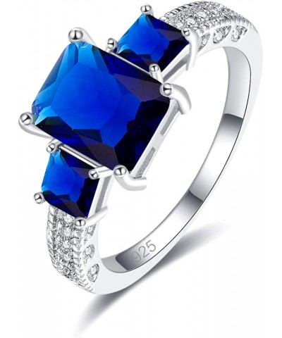 925 Sterling Silver Created Ruby Spinel Filled Heart 3 Stone Promise Ring C-Royal Blue $4.23 Rings