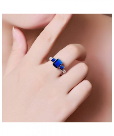 925 Sterling Silver Created Ruby Spinel Filled Heart 3 Stone Promise Ring C-Royal Blue $4.23 Rings