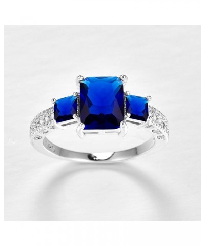 925 Sterling Silver Created Ruby Spinel Filled Heart 3 Stone Promise Ring C-Royal Blue $4.23 Rings