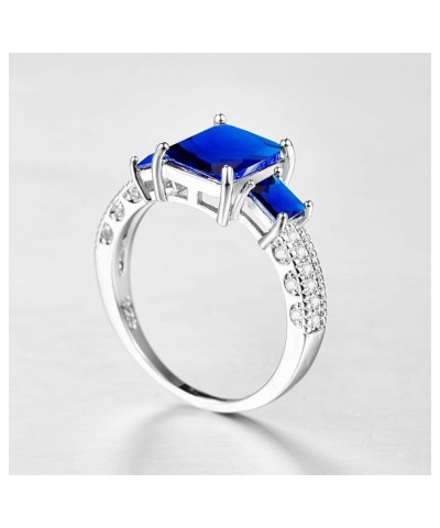 925 Sterling Silver Created Ruby Spinel Filled Heart 3 Stone Promise Ring C-Royal Blue $4.23 Rings