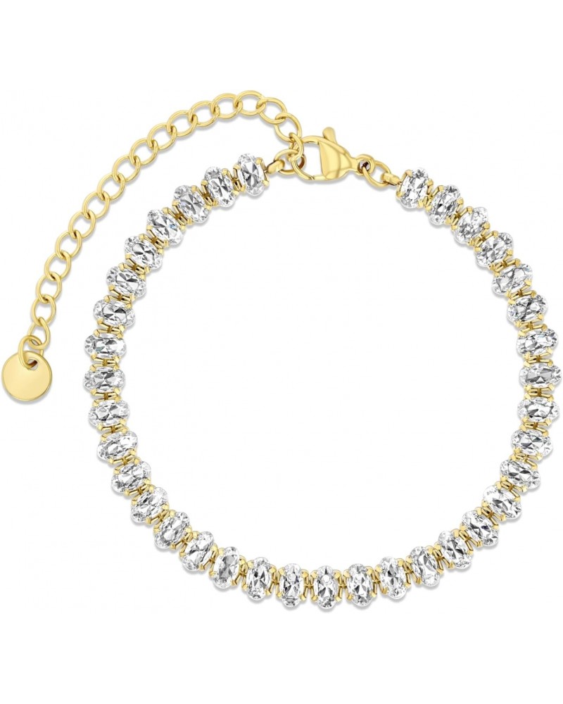 18K Gold Plated Stainless Steel Round Cubic Zirconia Eternity Tennis Bracelet, Hypoallergenic, Waterproof & Tarnish Free $18....