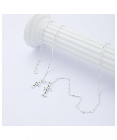 Cross Necklace 14K Gold/Silver Plated Double Cross Pendant Necklace Dainty Diamond Cross Charm Link Chain Choker Delicate Fai...