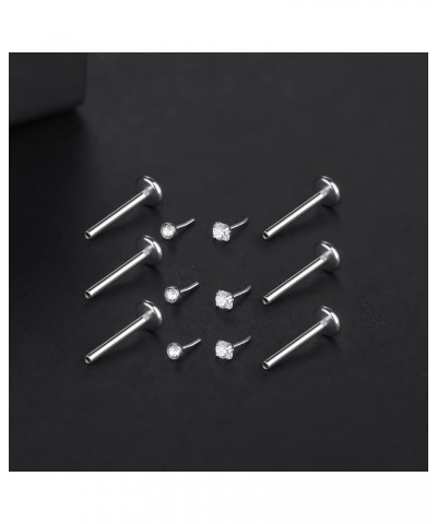 6PCS 20G 18G 16G Threadless Push in Labret Stud for Lip Nose Ear 6/8/10/12mm Threadless Earring Labret Stainless Steel Tragus...