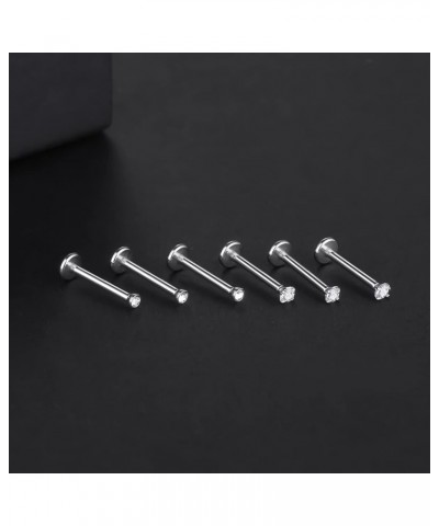 6PCS 20G 18G 16G Threadless Push in Labret Stud for Lip Nose Ear 6/8/10/12mm Threadless Earring Labret Stainless Steel Tragus...