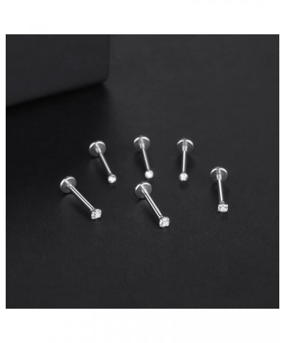 6PCS 20G 18G 16G Threadless Push in Labret Stud for Lip Nose Ear 6/8/10/12mm Threadless Earring Labret Stainless Steel Tragus...