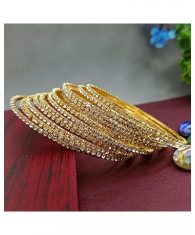 Indian Bangle Rhinestone CZ Crystal Wedding Bridal Bracelet Jewelry for Women, Anniversary Birthday Jewelry for Women Gold Wh...