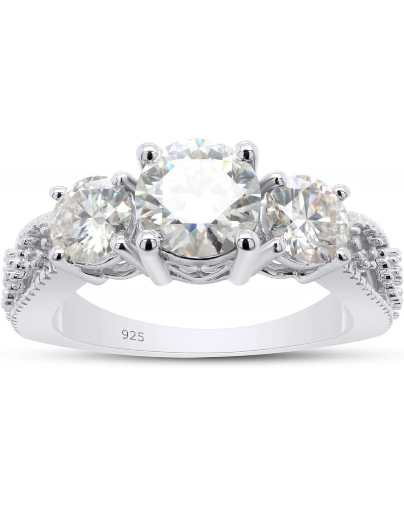 1 4/5 ct. t.w Round Cut Lab Created Moissanite Diamond 3 Stone Bridal Engagement Ring Jewelry For Women In 14K Gold Over Ster...