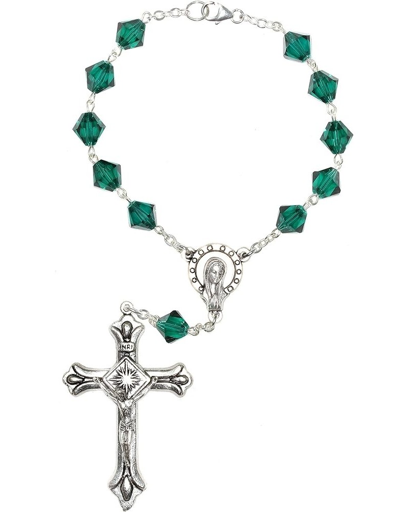 Austrian Crystal or Glass One Decade POCKET OR AUTO (Clasp for Hanging) Rosary - Includes Holy Card, Birth month meaning when...