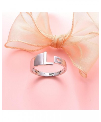 925 Sterling Silver Stacking Initial Letter and Lucky Star Ring Alphabet Adjustable Open Rings Engraved Always in my heart, G...