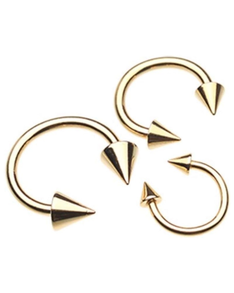 Gold Plated Basic Spike Top Horseshoe Circular Barbell Size: 6GA, Length: 16mm, Ball Size: 8mm $9.85 Body Jewelry