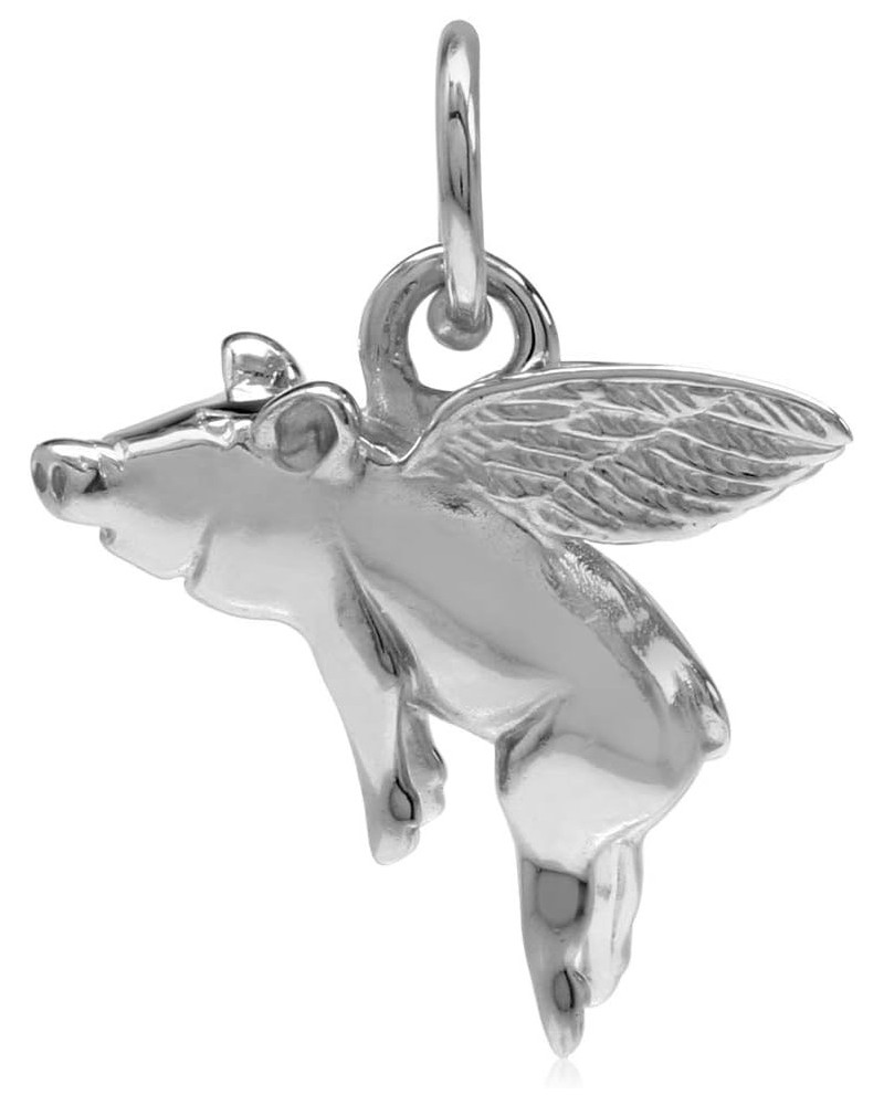 White Gold Plated or Yellow Gold Plated 925 Sterling Silver When Pigs Fly Casual Charm Pendant Jewelry for Women or Teens Rho...