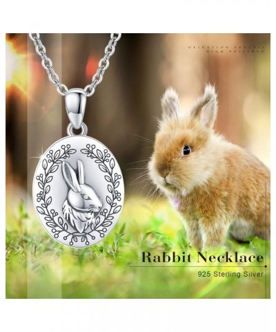 Locket Necklace Rabbit Locket That Holds Pictures 925 Sterling Silver Bunny Photo Lockets Personalized Customize Gifts for Wo...