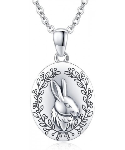 Locket Necklace Rabbit Locket That Holds Pictures 925 Sterling Silver Bunny Photo Lockets Personalized Customize Gifts for Wo...