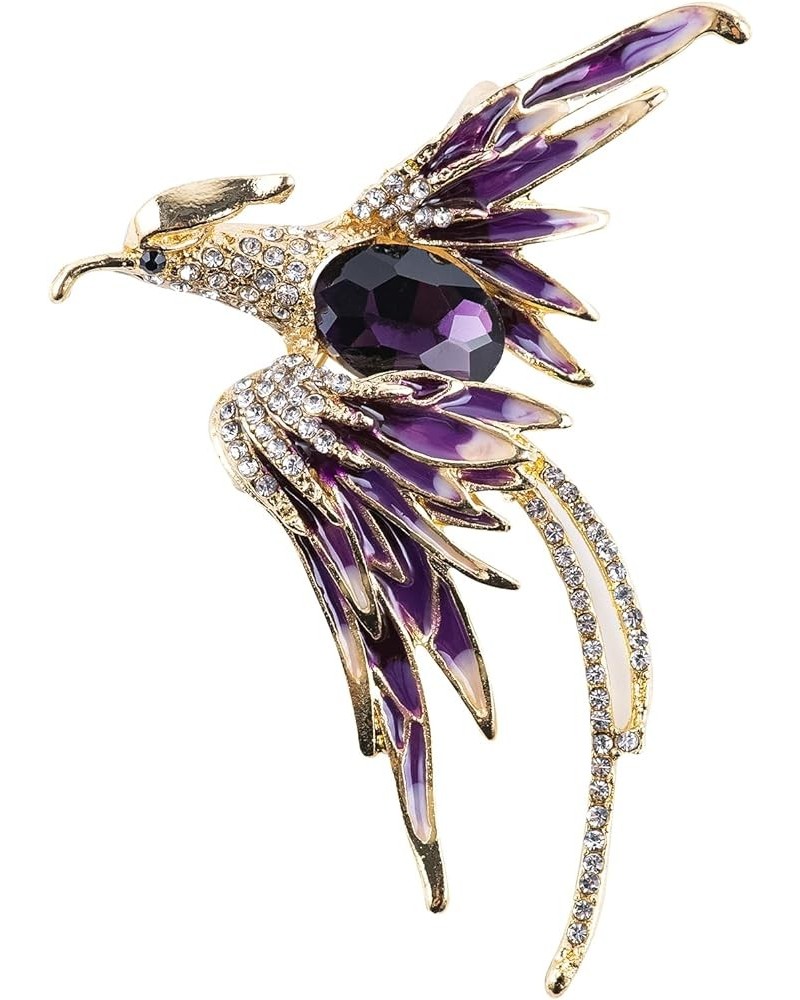 Rhinestone Phoenix Brooch Crystal Enamel Lapel Flame Fire Bird Resurrection Survivor Pin for Women Ladies Clothing Accessorie...