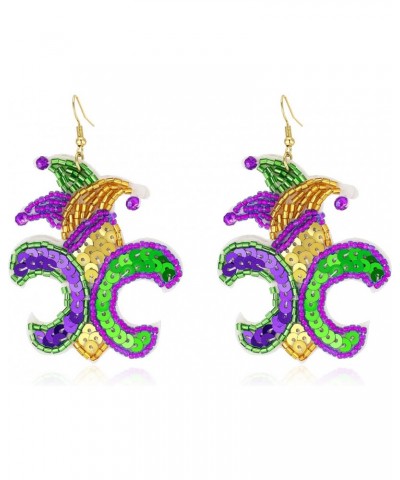 Mardi Gras Earrings Bling for Women, Beaded Mardi Gras Earrings, Mardi Gras Beaded Earrings Party Jewelry $5.82 Earrings