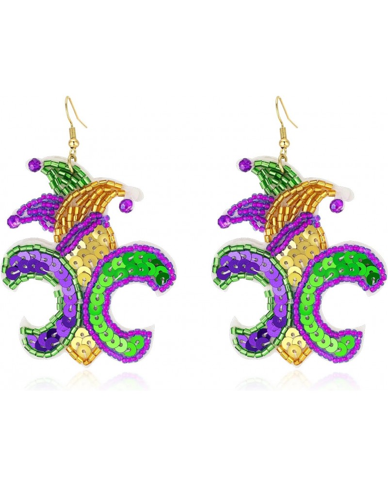 Mardi Gras Earrings Bling for Women, Beaded Mardi Gras Earrings, Mardi Gras Beaded Earrings Party Jewelry $5.82 Earrings