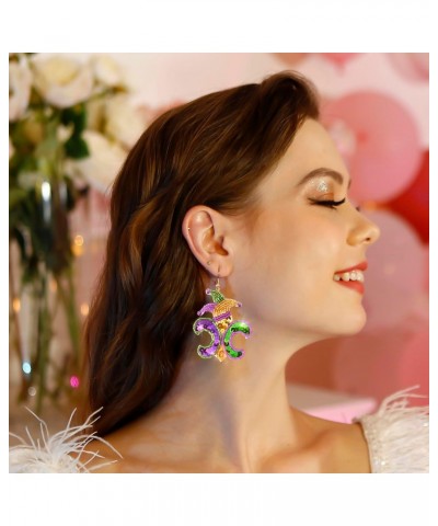 Mardi Gras Earrings Bling for Women, Beaded Mardi Gras Earrings, Mardi Gras Beaded Earrings Party Jewelry $5.82 Earrings