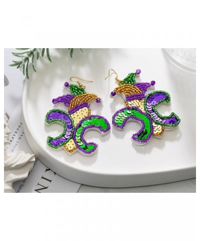 Mardi Gras Earrings Bling for Women, Beaded Mardi Gras Earrings, Mardi Gras Beaded Earrings Party Jewelry $5.82 Earrings