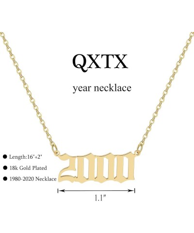 Birth Year Necklace,Year Necklace,18k Gold Plated Pendant Necklace for Women,1980-2020 2000 $7.97 Necklaces