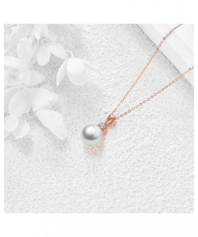 14K Gold Pearl Pendant Necklace for Women (Freshwater Cultured Pearl), Real Gold Present Jewelry Gifts for Wife Girlfriend Mo...