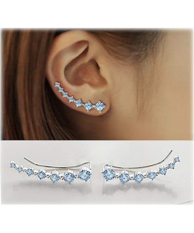 Ear Jewelry for Women 7 Star Ear Cuffs Climber Earrings 925 Sterling Silver Hypoallergenic Earring with Cubic Zirconia for Bi...