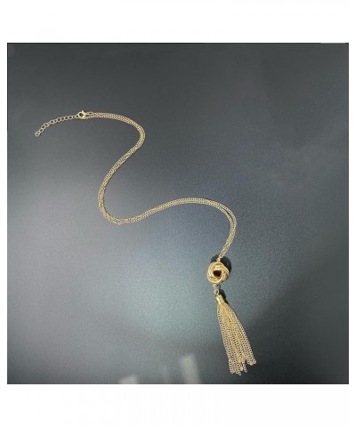 Long Tassel Necklace Knot Tassel Pendant Necklaces Silver Y Necklace Sweater Chain for Women and Girls Gold $7.69 Necklaces