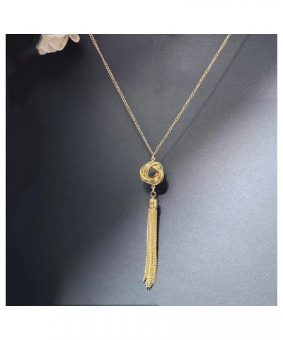 Long Tassel Necklace Knot Tassel Pendant Necklaces Silver Y Necklace Sweater Chain for Women and Girls Gold $7.69 Necklaces