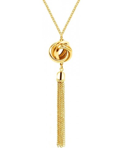 Long Tassel Necklace Knot Tassel Pendant Necklaces Silver Y Necklace Sweater Chain for Women and Girls Gold $7.69 Necklaces