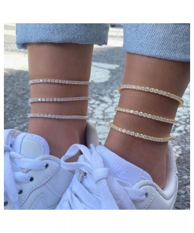 Tennis Ankle Bracelet Gold Anklet with Extension 14K Gold Plated Iced out Diamond 3-6mm Fashion Foot Jewelrt Gift for Women 9...