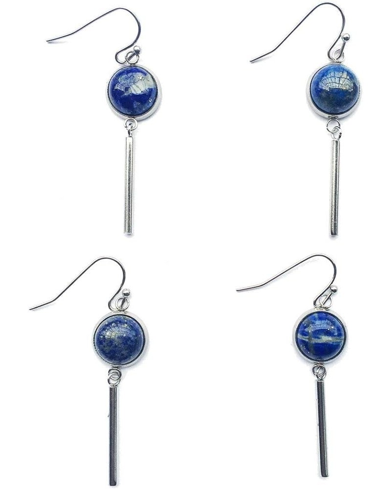 8mm 10mm 12mm Natural Crystal Stones Stainless Steel Dainty Tube Bar Dangle Earrings Lapis Lazuli 12.0 Millimeters $9.59 Earr...