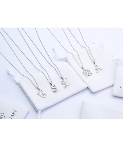 Initial Necklaces for Women Sterling Silver Personalized Alphabet Letter Name Script Pendant Necklace for Women Girls, A-Z V ...