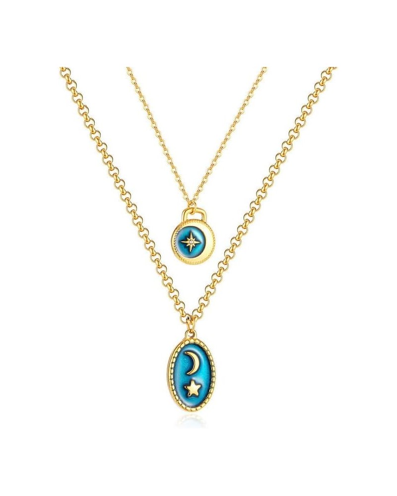 Dainty Necklaces for Women,18K Gold Plated Necklace Western Evil Eye Pendant Necklace Layered Chains Vintage Jewelry GOLD $10...