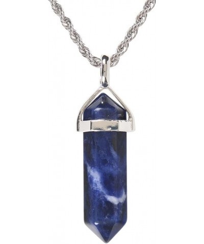 Hexagonal Pointed Reiki Chakra Pendant Stainless Steel Chain Necklace 20" Iron Gift Box Sodalite $6.47 Necklaces