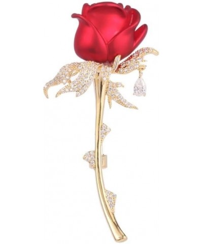 Cubic Zirconia Decorative Lily of the Valley Rose Peony Corsage Brooch for women Blazer Cardigan Pin Gift Jewelry Style2-Red ...