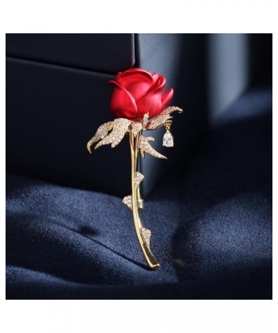 Cubic Zirconia Decorative Lily of the Valley Rose Peony Corsage Brooch for women Blazer Cardigan Pin Gift Jewelry Style2-Red ...