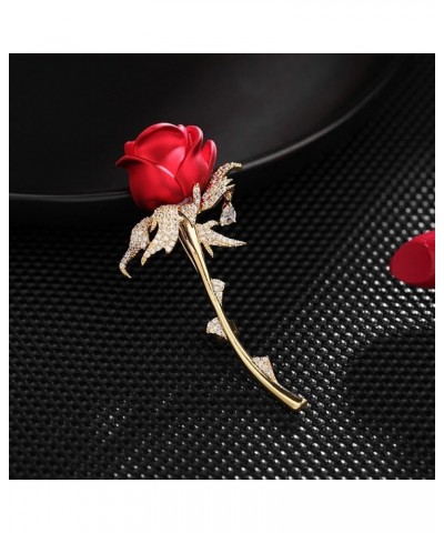 Cubic Zirconia Decorative Lily of the Valley Rose Peony Corsage Brooch for women Blazer Cardigan Pin Gift Jewelry Style2-Red ...