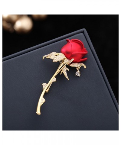 Cubic Zirconia Decorative Lily of the Valley Rose Peony Corsage Brooch for women Blazer Cardigan Pin Gift Jewelry Style2-Red ...