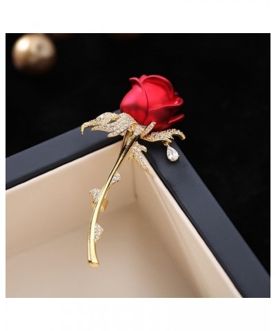 Cubic Zirconia Decorative Lily of the Valley Rose Peony Corsage Brooch for women Blazer Cardigan Pin Gift Jewelry Style2-Red ...