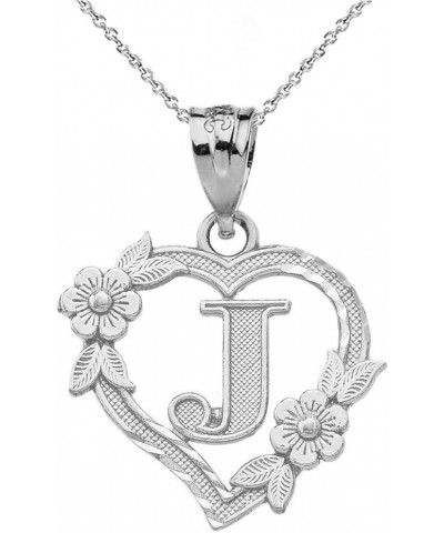 10k Initial Heart Pendant Necklace for Women in White Gold 20.0 Inches J $40.79 Necklaces