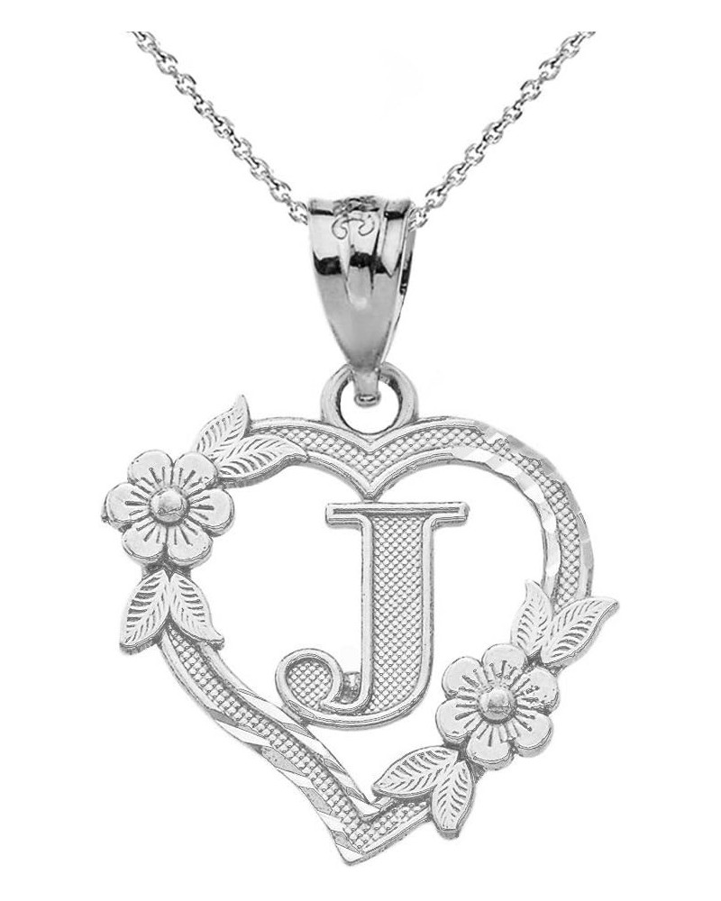 10k Initial Heart Pendant Necklace for Women in White Gold 20.0 Inches J $40.79 Necklaces