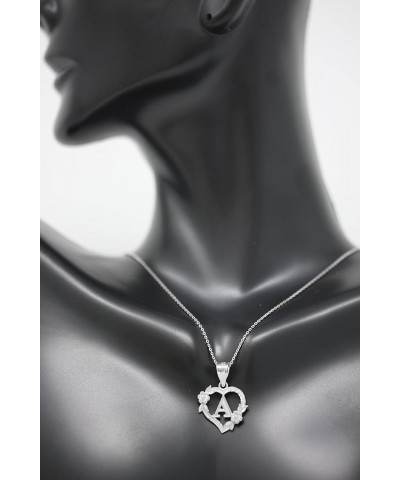 10k Initial Heart Pendant Necklace for Women in White Gold 20.0 Inches J $40.79 Necklaces