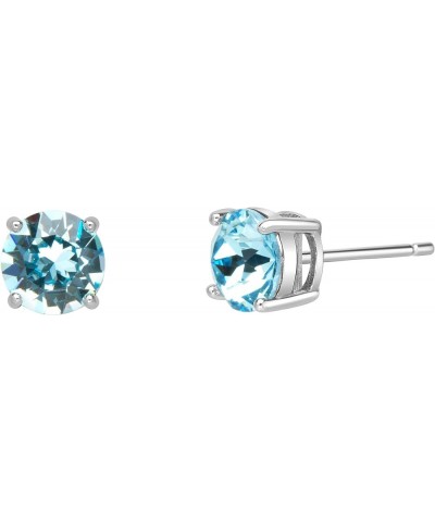 terling Silver 6mm Round Solitaire Stud Earrings for Women made with Faceted Crystals Imitation Birthstone December $8.02 Ear...