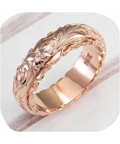 Rose Gold Plated 925 Sterling Silver Hawaiian Princess Plumeria Flower Scroll Promise Ring Stackable Wedding Engagement Band ...