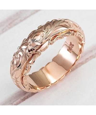 Rose Gold Plated 925 Sterling Silver Hawaiian Princess Plumeria Flower Scroll Promise Ring Stackable Wedding Engagement Band ...