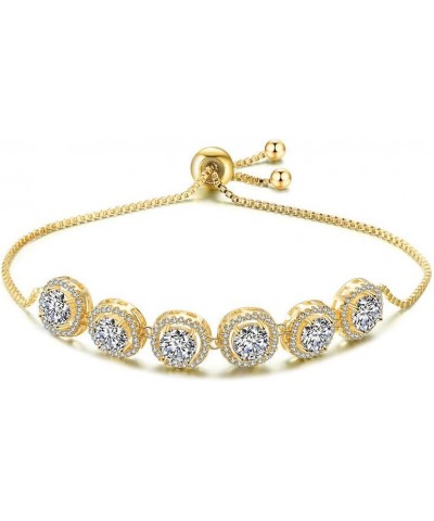 Dainty Cubic Zirconia Tennis Bracelets for Women Girls Adjustable Chain Link Rhinestone Bracelet Prom Jewelry Gifts gold $8.3...