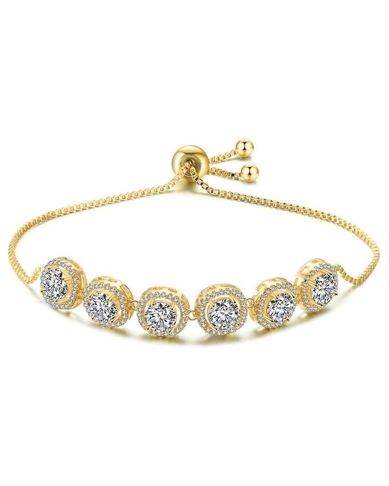 Dainty Cubic Zirconia Tennis Bracelets for Women Girls Adjustable Chain Link Rhinestone Bracelet Prom Jewelry Gifts gold $8.3...