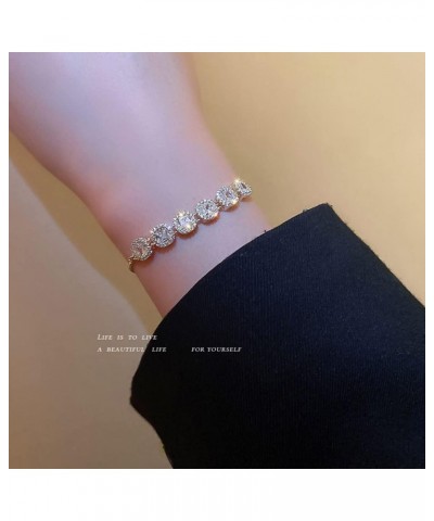 Dainty Cubic Zirconia Tennis Bracelets for Women Girls Adjustable Chain Link Rhinestone Bracelet Prom Jewelry Gifts gold $8.3...