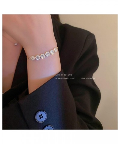 Dainty Cubic Zirconia Tennis Bracelets for Women Girls Adjustable Chain Link Rhinestone Bracelet Prom Jewelry Gifts gold $8.3...